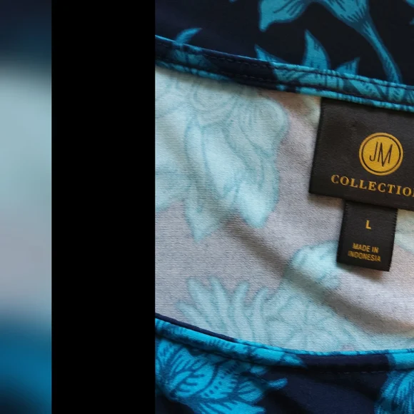 JM Collection Teal Floral Women's Tunic - Picture 9 of 9